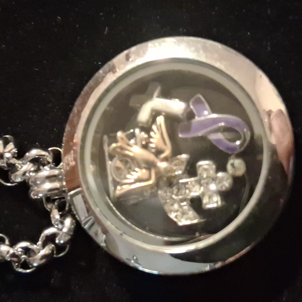 Jfsg Stainless Steel Silver and Gold Charm Licket Pendant Necklace . 24 In Long